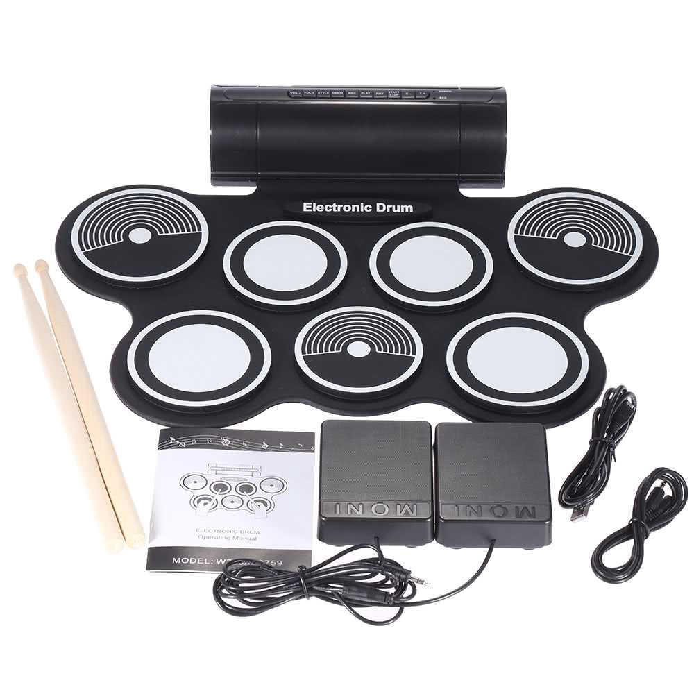 Portable Foldable Silicone Electronic Drum Pad Kit Digital USB MIDI ...