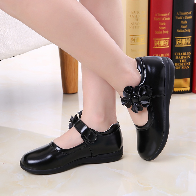 Black Scholl Shoes for Kids Girls 2022 New Arrive Soft soled Flat Shoes for Children Princess Babydoll Shoes Shopee Malaysia