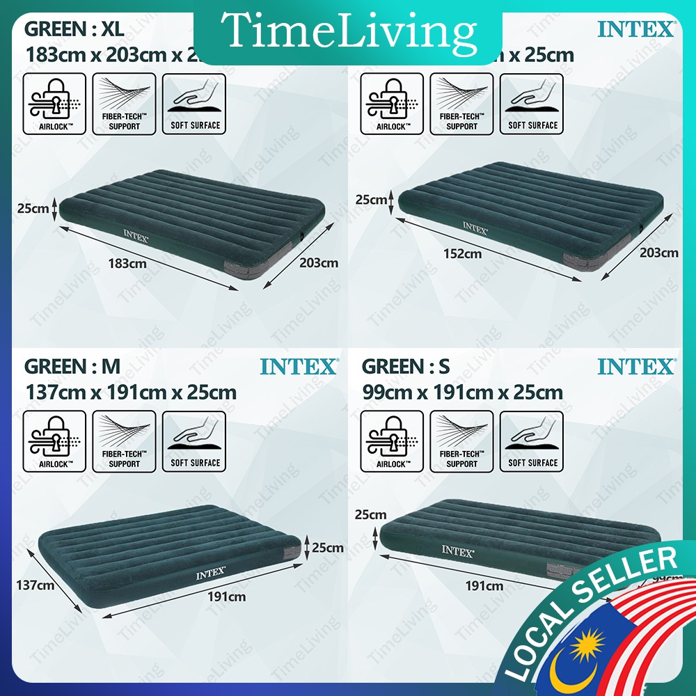 INTEX Inflatable Air Bed Single Queen King Air Pump Mattress Katil