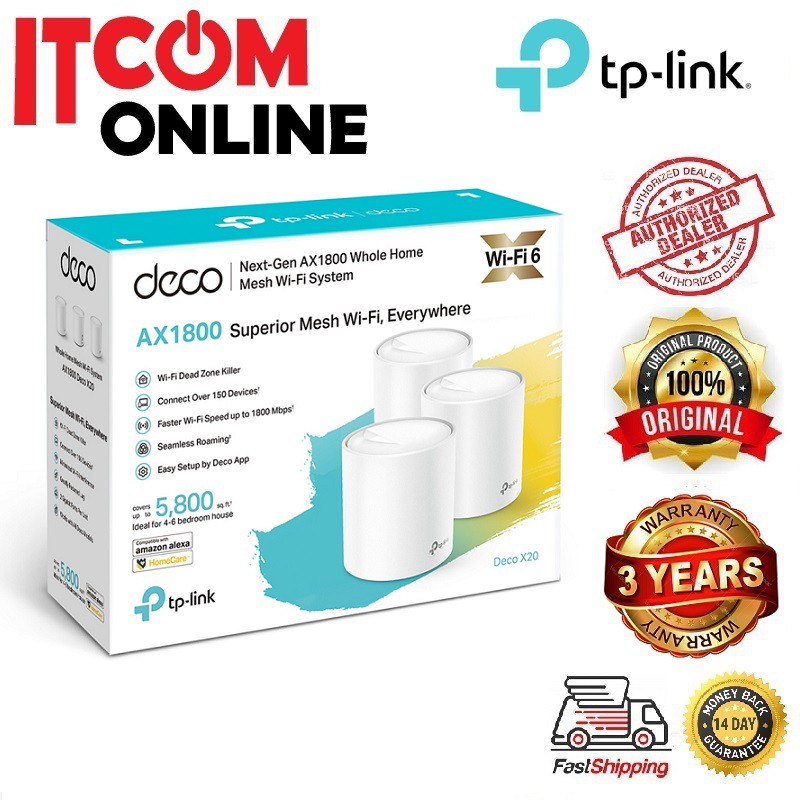 TP-LINK DECO M9 PLUS X10 X20 WIFI 6 DUALBAND AX1500 AX1800 GIGABIT MESH ...