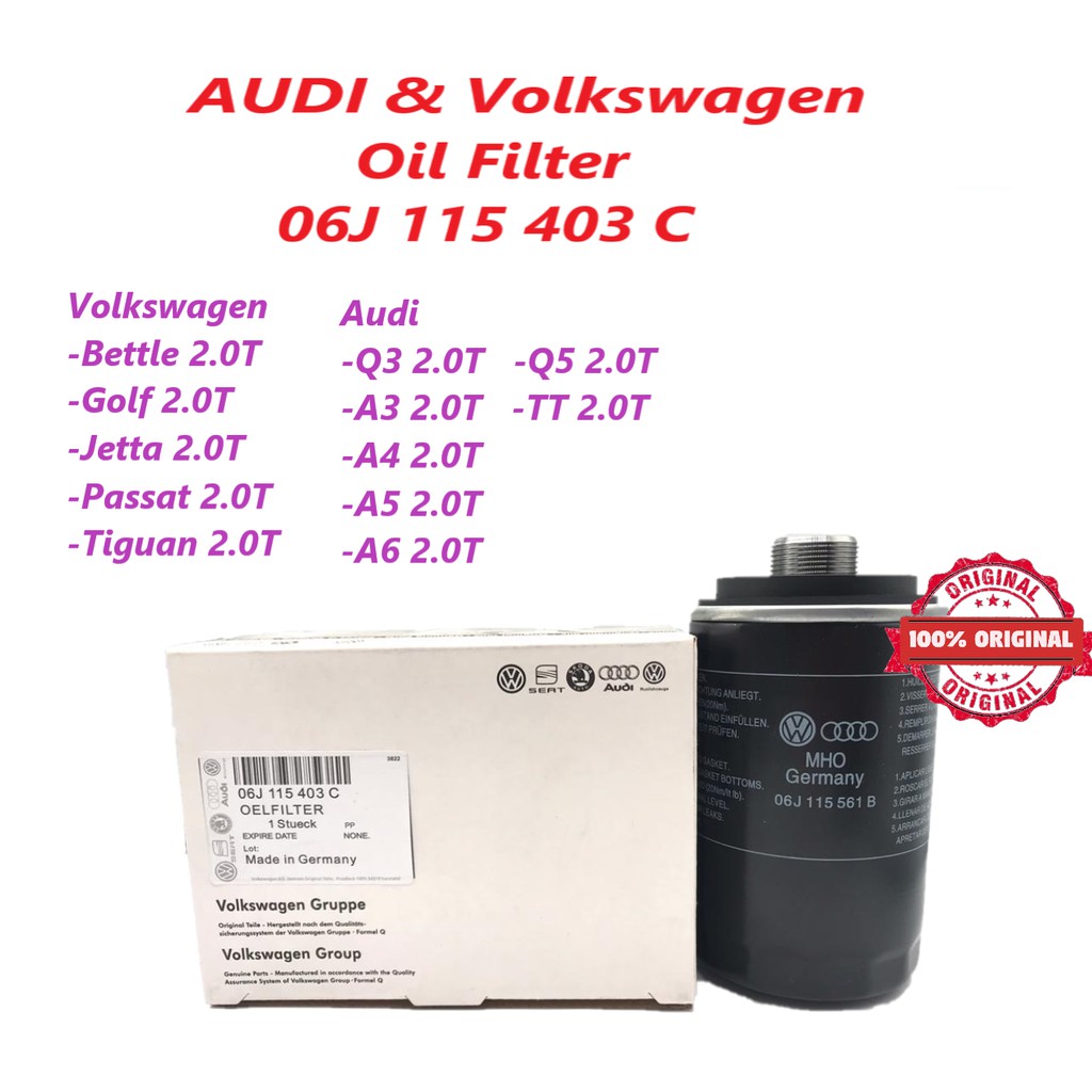 Oil Filter (2.0T) 06J 115 403C / 561B Audi Q3 A3 A4 A5 A6 Q5 TT
