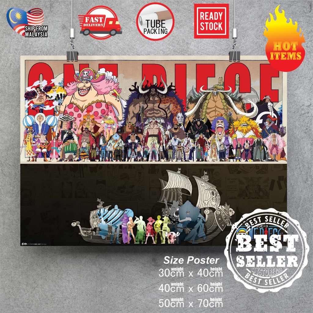 【READY STOCK】One Piece Poster 33 Luffy Mugiwara Straw Hat Yonko Kaido