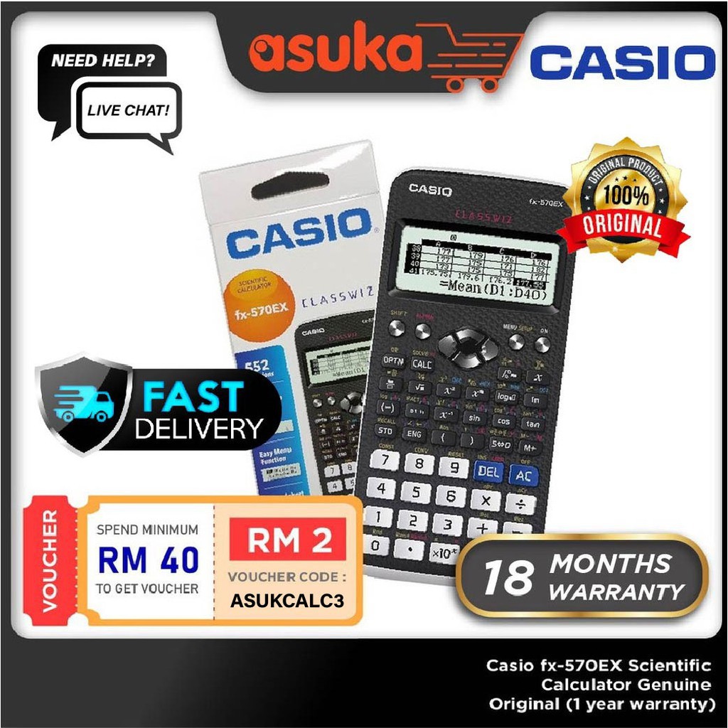 Casio Fx-570EX / Fx-570 Scientific Calculator Genuine Original (18 ...