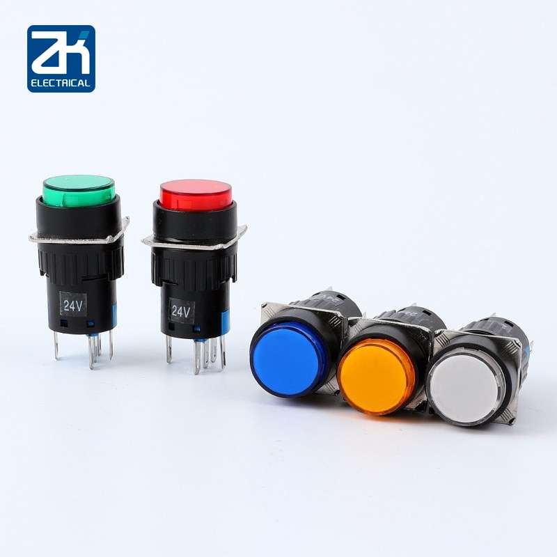 20pcs 16mm 5pin 5v 12v 24v 220v Led Push Button Switch Lamp Momentary Selflock Latching Push