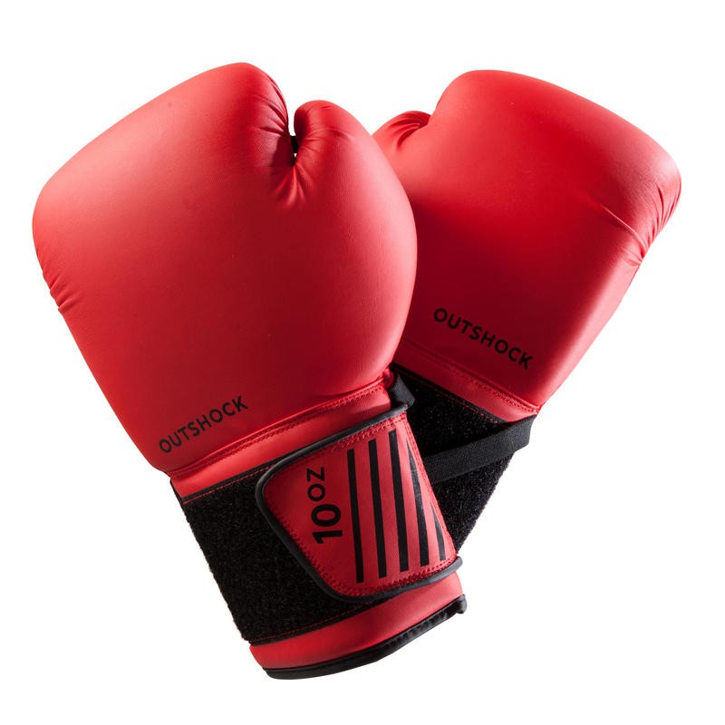 DECATHLON OUTSHOCK Beginner Boxing Gloves 100 - Red Adult Training ...