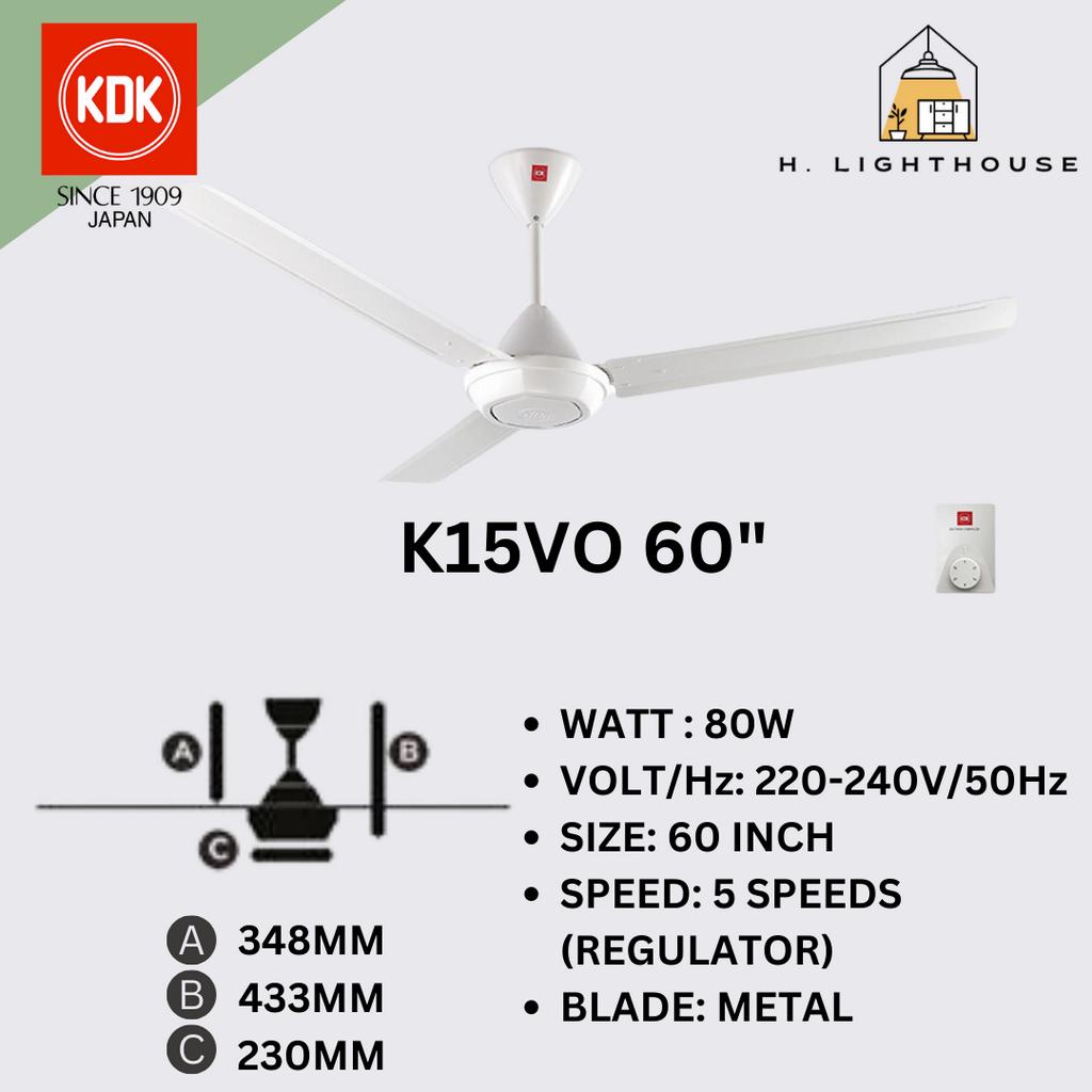 KDK / DEKA Ceiling Fan K15VO / DR9 / DK10 60" 3 Blades with Regulator