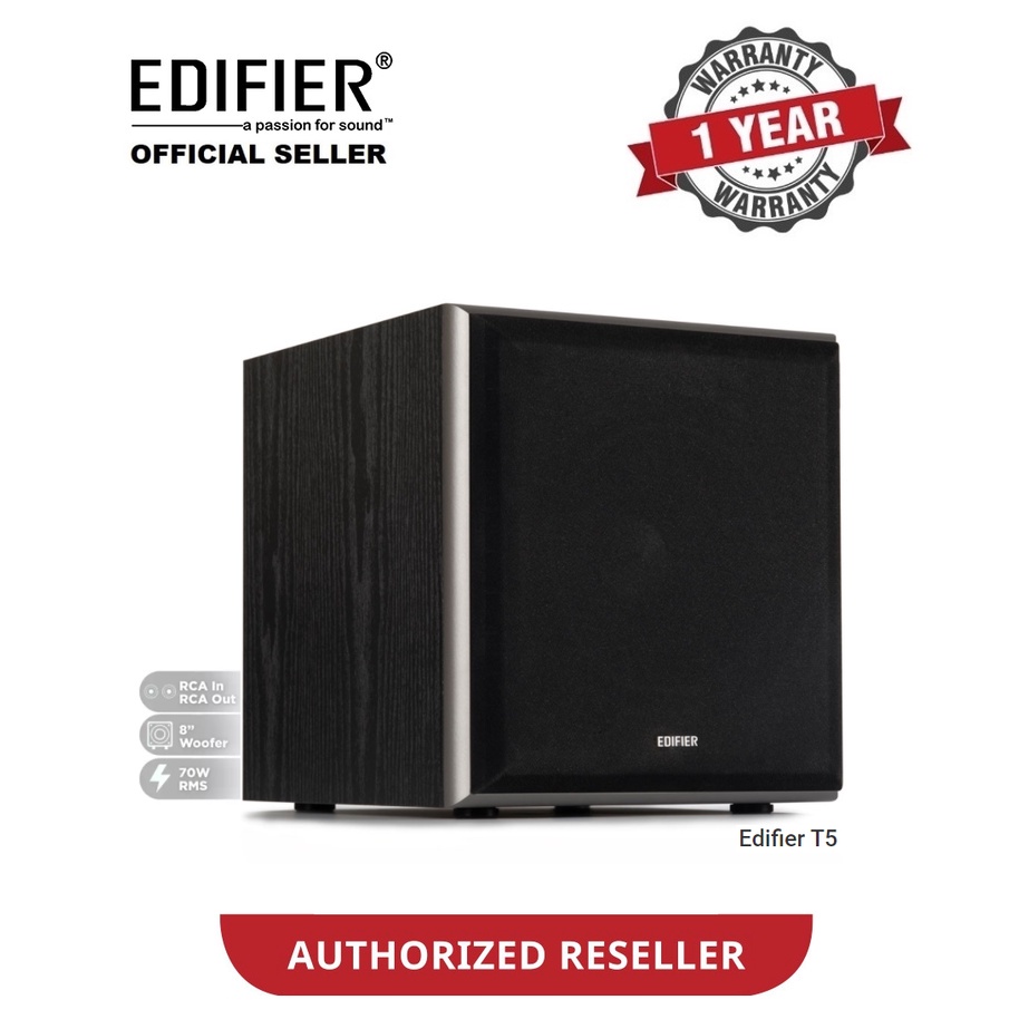 Edifier T5 Active Subwoofer 8" Woofer Driver 70W RMS Wooden
