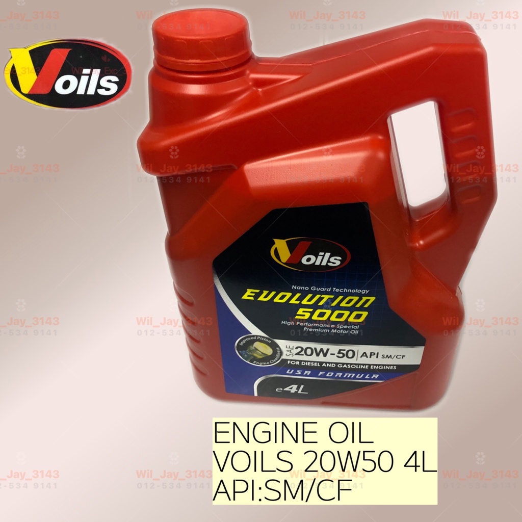 4 LITER VOILS 20W50 EVOLUTION 5000 ENGINE OIL APISM/CF.FOR DIESEL & GASOLINE ENGINES 4L
