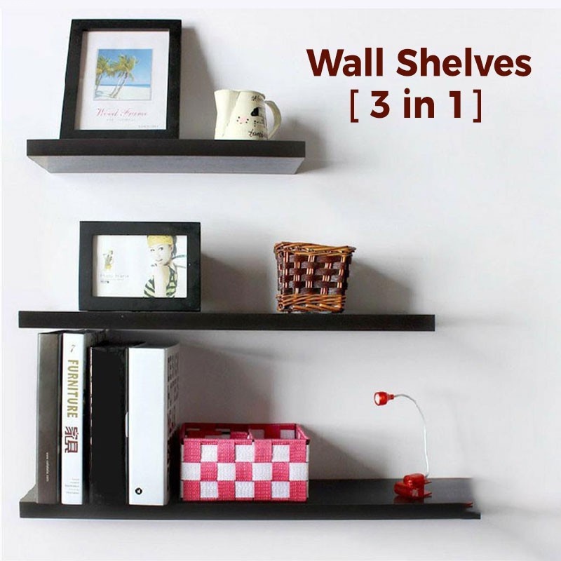 SF_ Floating Wall Shelves Rack IKEA Shelf Book Storage Shelf Racks & Shelves（3 in 1 set）/ Rak