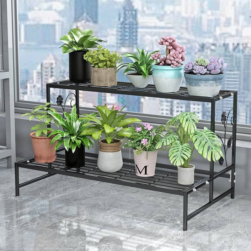 Multi Layer Flower Stand Floor Iron Rack Balcony Flower Rack Rak ...
