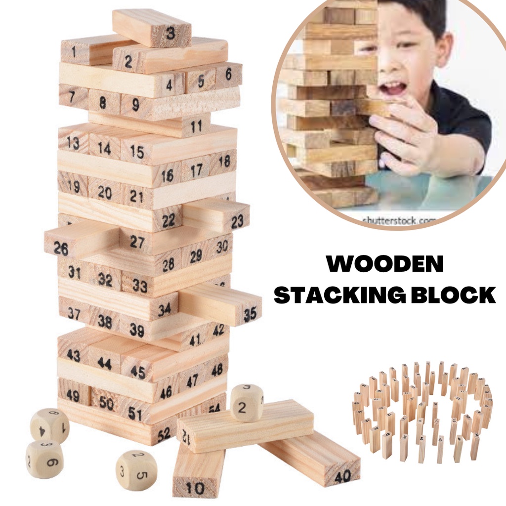 Wooden number Stacking Block Jenga Stacking Blocks Puzzle Shopee Malaysia