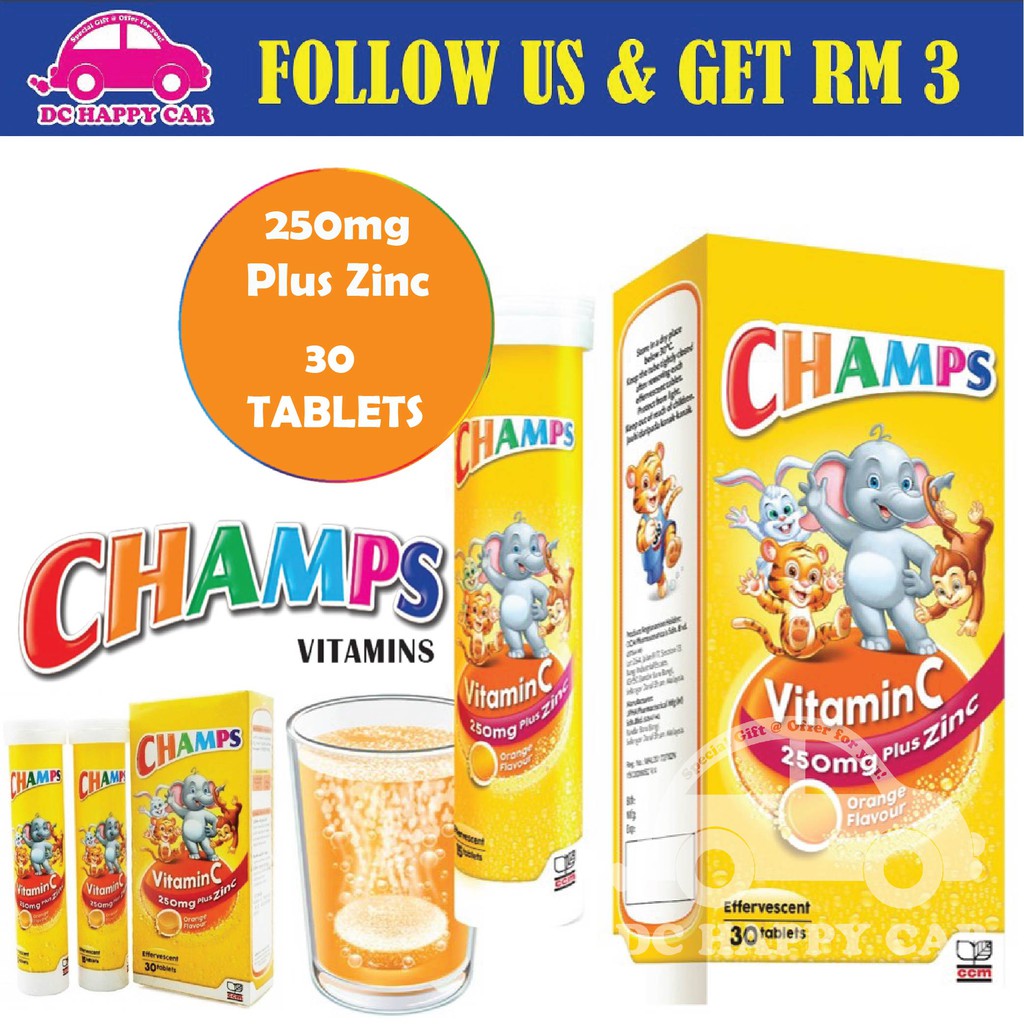 CHAMPS Vitamin C Plus Zinc Effervescent (250mg x 30's) | Shopee Malaysia