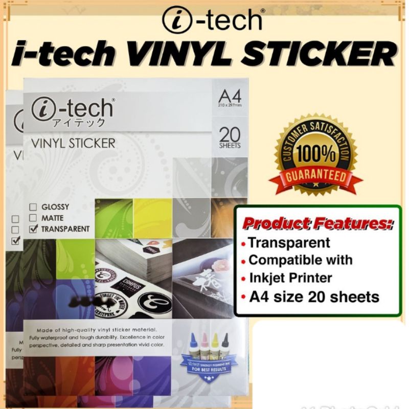 ITECH VINYL STICKER A4 SIZE 20SHEETS PER PACK | Shopee Malaysia