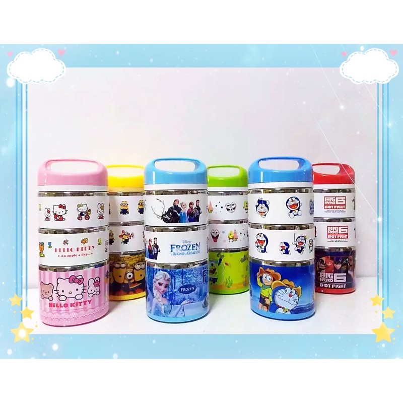 🔥ready Stock🔥🥰whe81🥰cute Cartoon 1 3 Layer Children Food Storage Lunch 