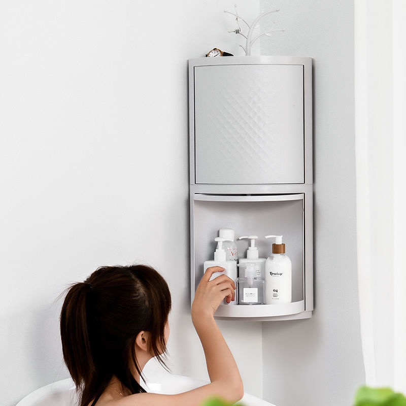 Toilet rotating wall corner frame bathroom no-punch storage rack toilet ...