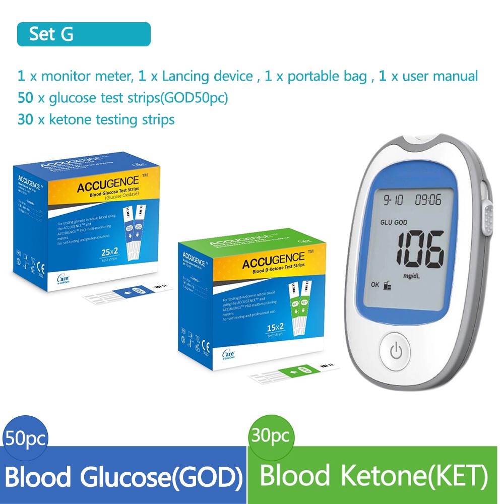 Glucose & Ketone Testing Kit +Ketosis & Diabetes Management. 80pc Blood ...
