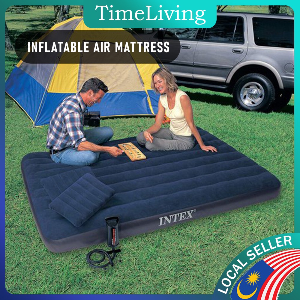 INTEX Inflatable Air Bed Single Queen King Air Pump Mattress Katil