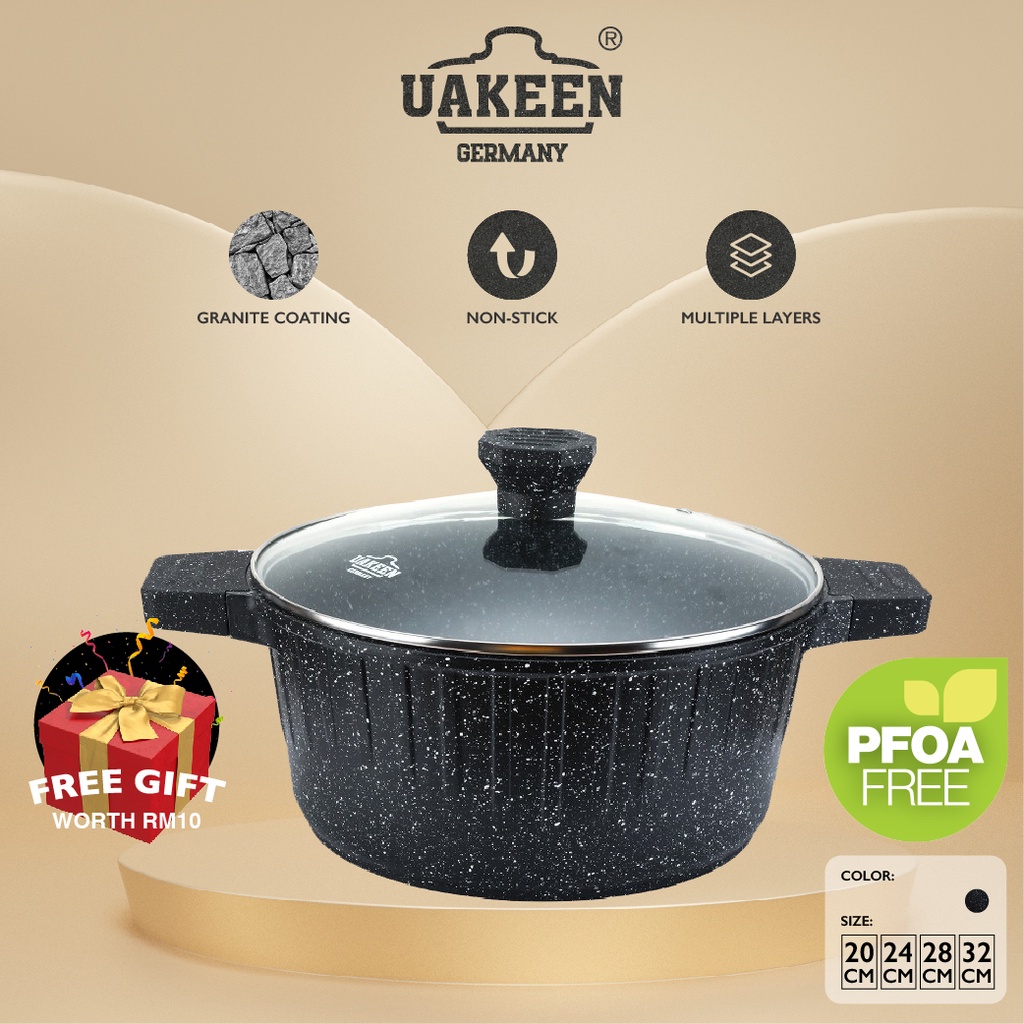 [UAKEEN GERMANY] 20 24 28 32CM Die Cast Granite Casserole Cookware Pot