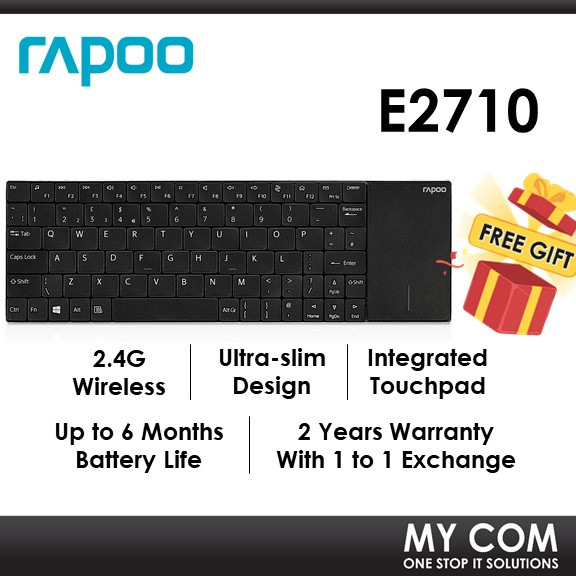 Rapoo E2710 2.4G Wireless Multimedia Touchpad Keyboard Shopee Malaysia