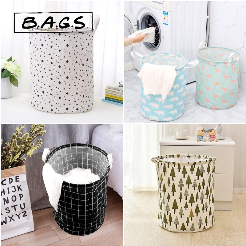 TheBags Storage Bucket Cotton Linen Fabric Waterproof Folding Laundry ...