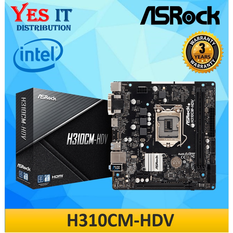 Asrock H310CM-HDV DDR4 Intel LGA1151 MATX Motherboard (For 8th & 9th ...