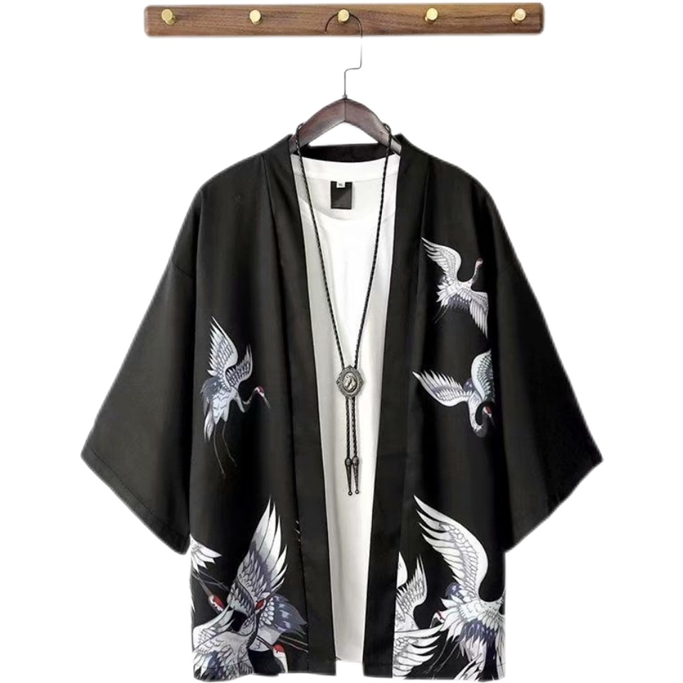 Japanese Kimono Cardigan Men Haori Yukata Male Samurai Costume Clothing