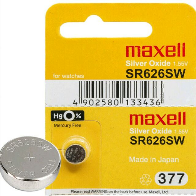 MAXELL 377 - SR626SW Battery - Made In Japan - Original - 10 Battery Box