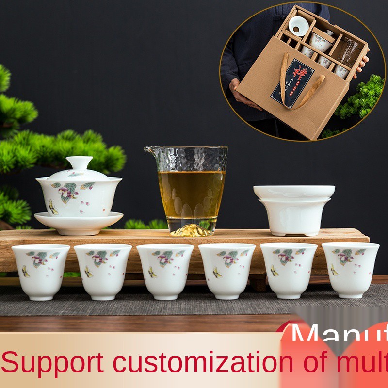 Heatresistant glass teapot Dehua High White Porcelain Kung Fu Tea Set