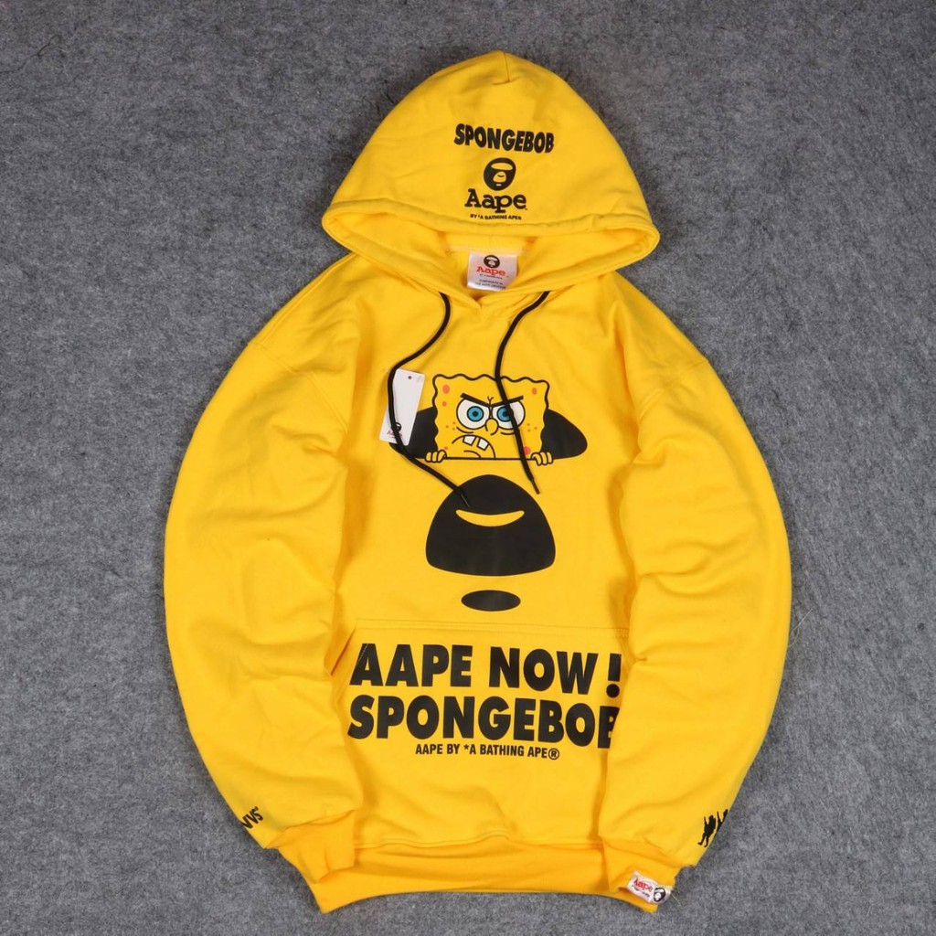 A Bathing Ape Bape Spongebob Hole Yellow Authentic Hoodie Sweater Jacket Shopee Malaysia