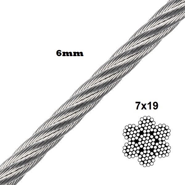 Stainless Steel Wire Rope SS304 (3mm / 4mm / 5mm / 6mm) 7X7 / 7X19 ...