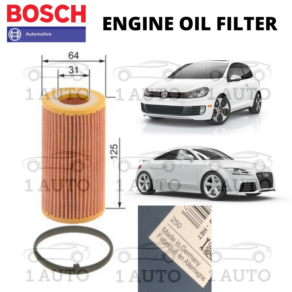(MADE IN GERMANY) BOSCH ENGINE OIL FILTER VW GOLF MK5 2.0GTi GOLF MK6 2