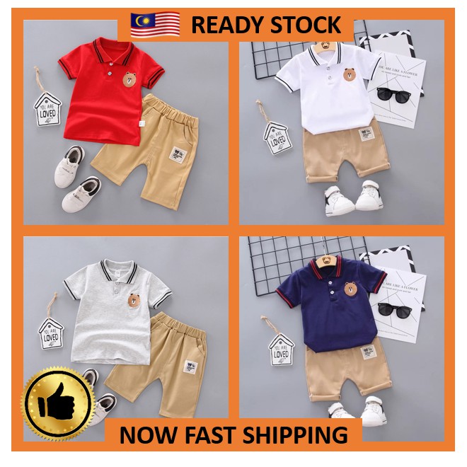🔥READY STOCK🔥 Baby Boy Polo Set / Set Baju Polo Bayi Lelaki Shopee