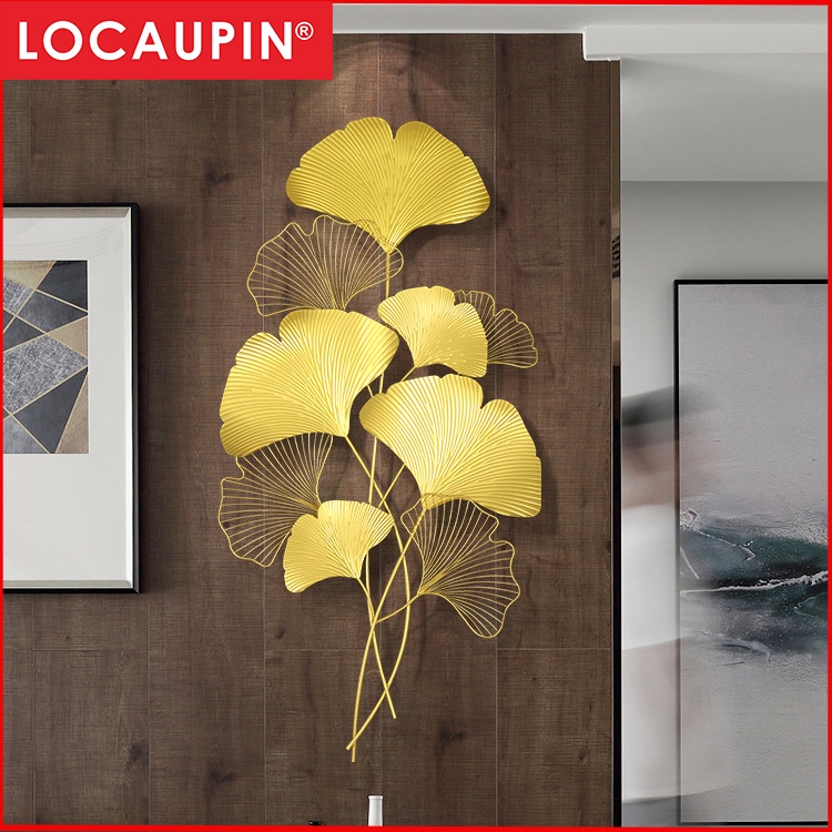 Locaupin Gold Metal Wall Art , Accent Leaves Wall Decor Leaf Wall