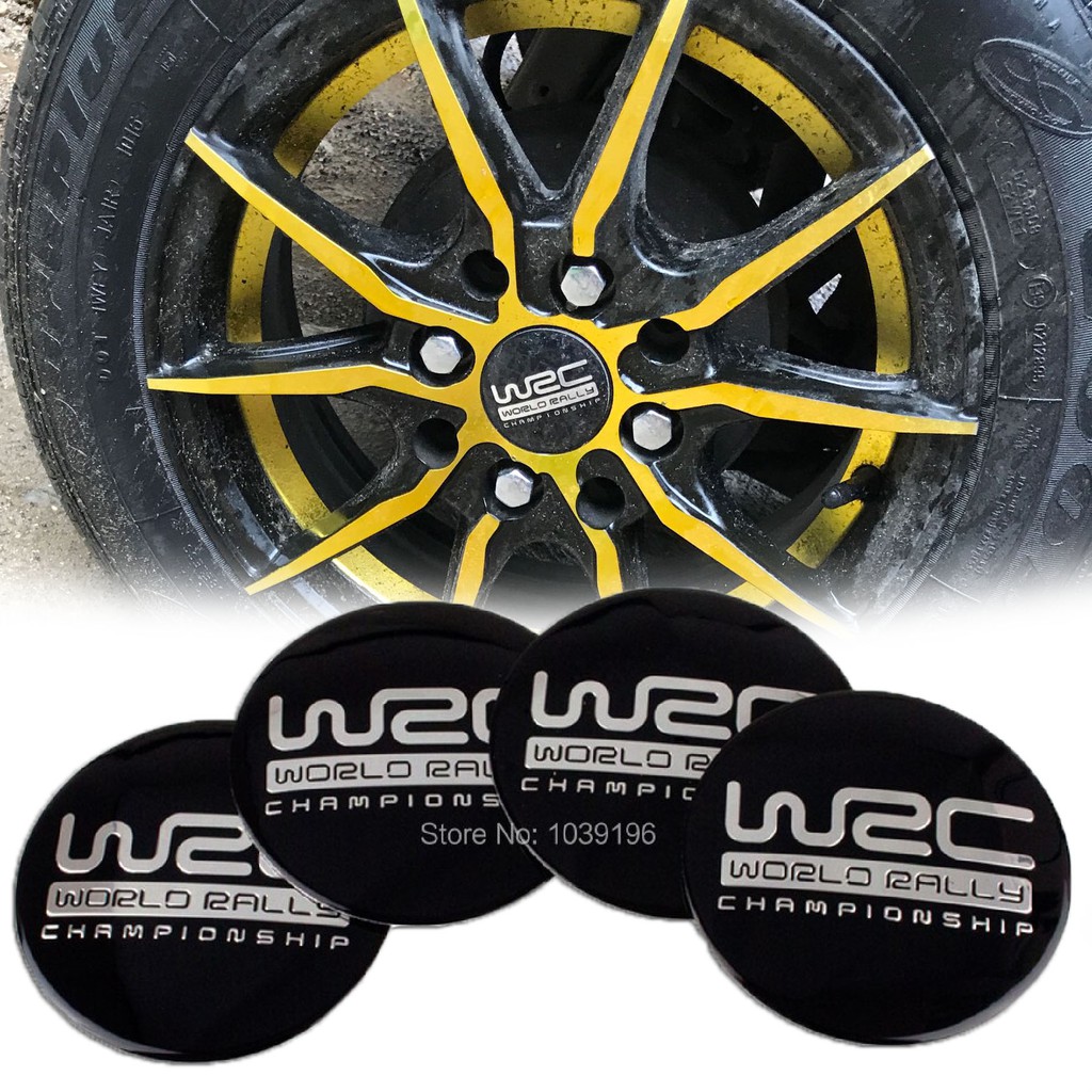 4PCS 56mm WRC World Rally Championship BLACK Car Center Cap Emblem ...