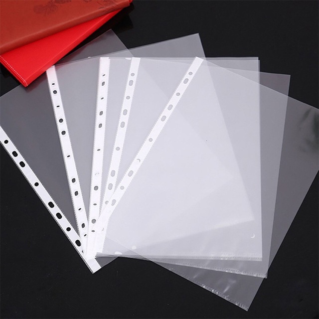 20pcs A4 Clear Plastic Punched Pockets Filing Folders Sleeves value Bag ...