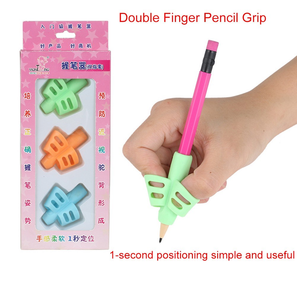 1 Set Double Finger Pencil Grip Children Writing Aid Grip Posture ...