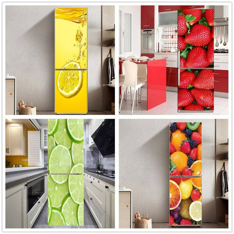 3D Fruit Vegetables Fridge Door Stickers Self Adhesive Refrigerator ...