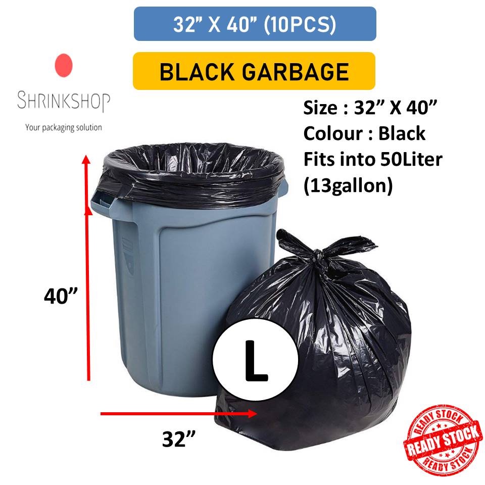 Black garbage deals bags sizes