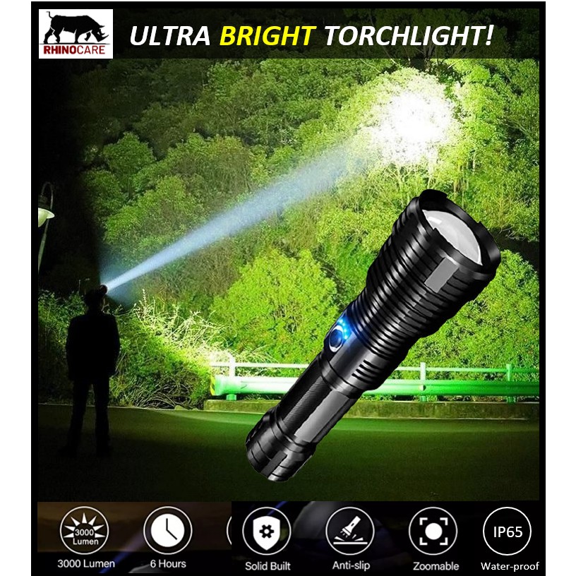 Lampe Torche LED Ultra Puissante L2 XHP50 - Rechargeable USB, 1000 Lumens, étanche