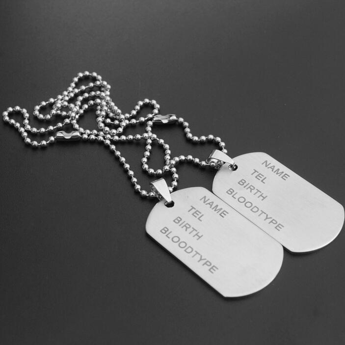 Army Tag Badge Name Dog Tag Pendant Chain Necklace Stainless Steel Men Jewelry Shopee Malaysia