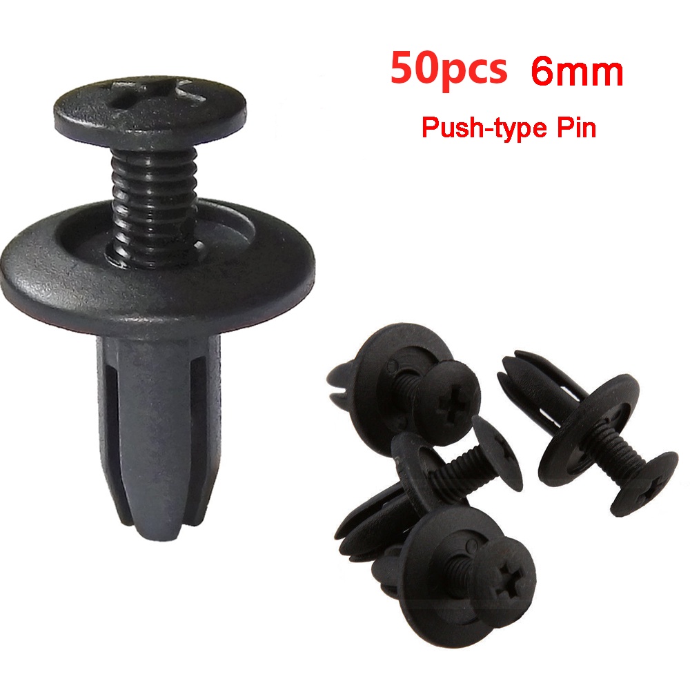50PCS 6mm Plastic Car Fastener Clips Car Bumper Fender Push Type Fixing ...