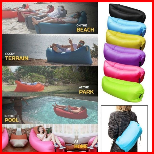 (Ready Stock)Portable Inflatable Wind Hangout Lazy Bed Bag Air Sofa Bed ...