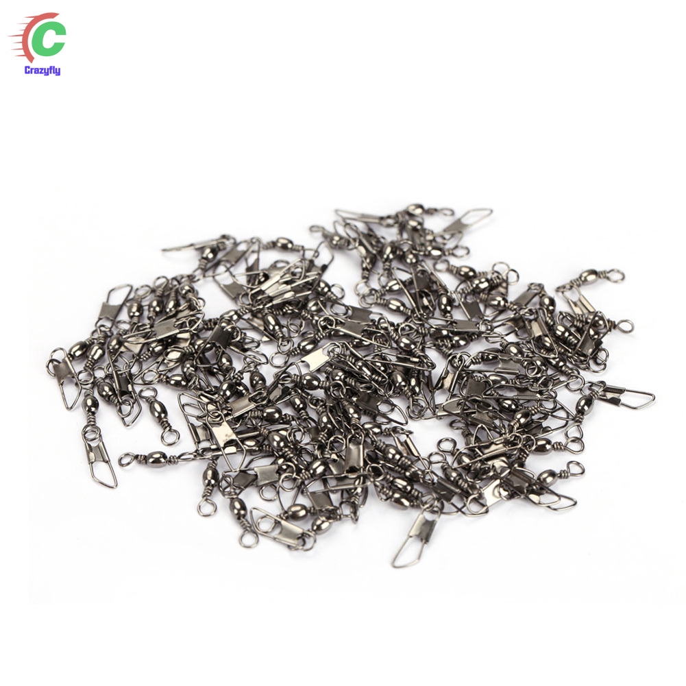 100pcs Fishing Barrel Swivel with Interlock Snap Fishing Swivel