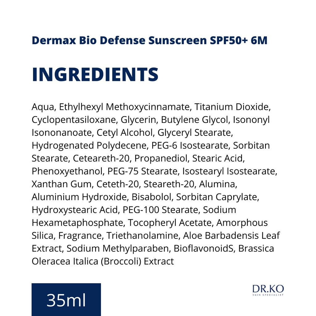 DR. KO Skin Specialist Dermax Bio Defense Sunscreen SPF50+ 6M (35ml)