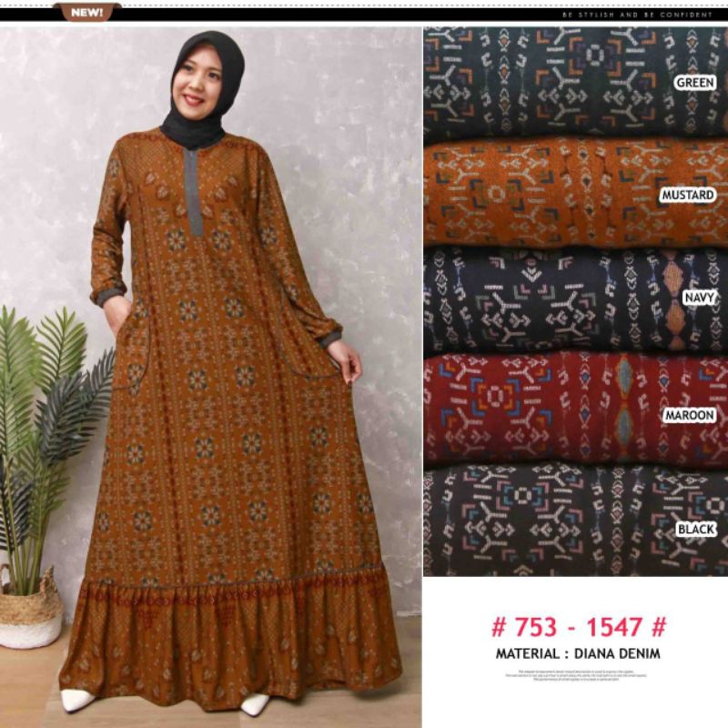 Tiara Dress/Diana Denim Gamis 753-1547 | Shopee Malaysia