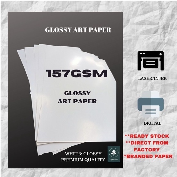 READY STOCK 157GSM GLOSS ART PAPER A5 A4 A3 SIZE/ KERTAS LICIN/ KERTAS ...