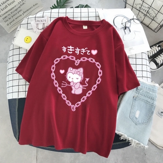 y2k Cartoon kuromi Streetwear Japanese Harajuku Hello Kitty Kawaii Casual  Tops Ulzzang Vintage Loose New T-shirt Female Summer