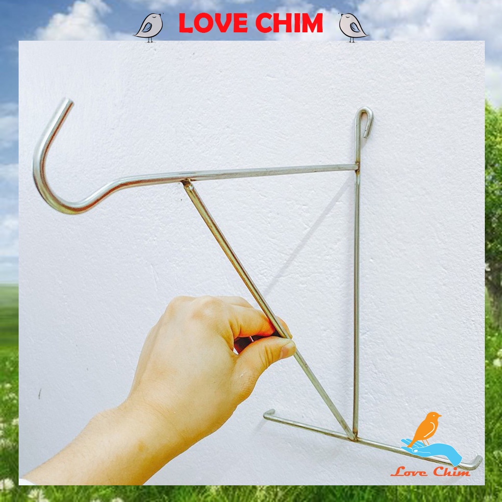 Image showcasing LOVECHIM wall-mounted bird cage hanger, stainless steel A-shaped bird ...