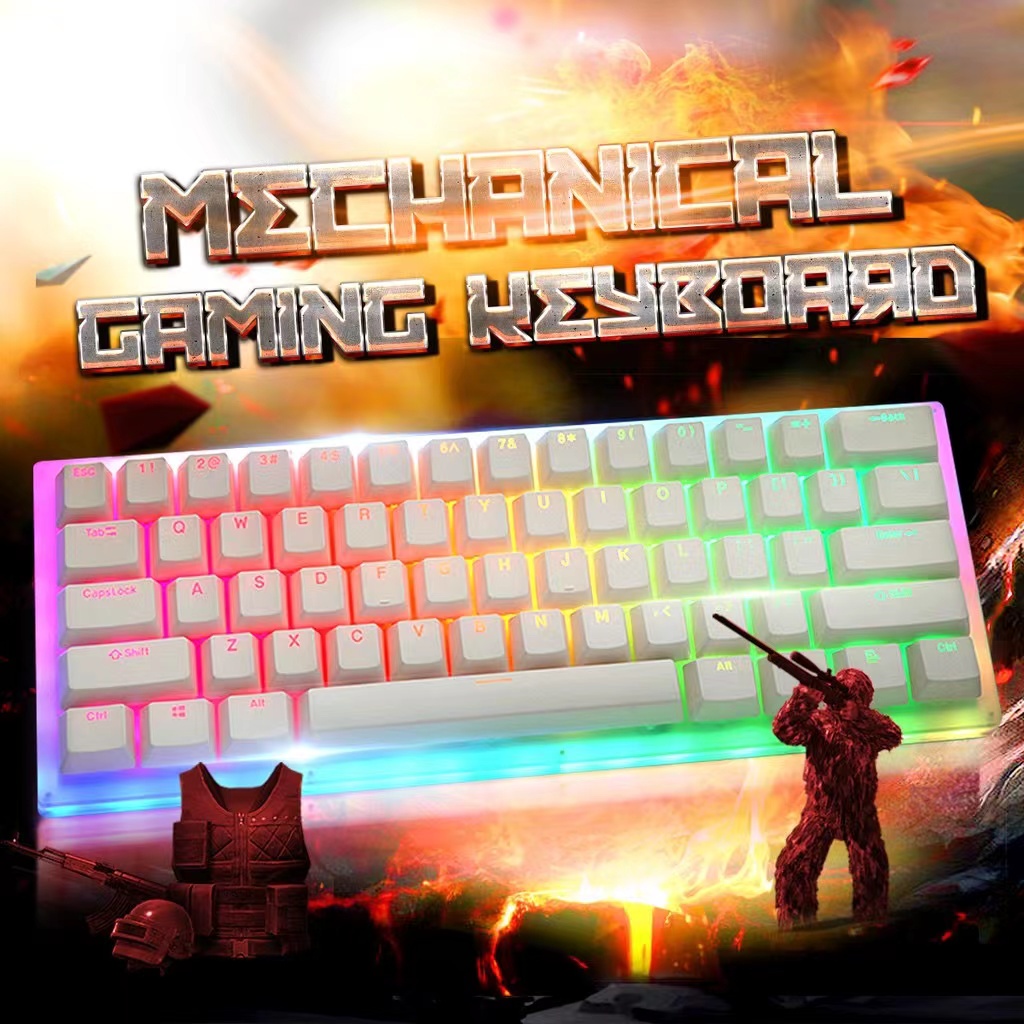 Gaming Keyboard Hot Swappable Type-C 3.1 Wired USB Translucent Glass ...