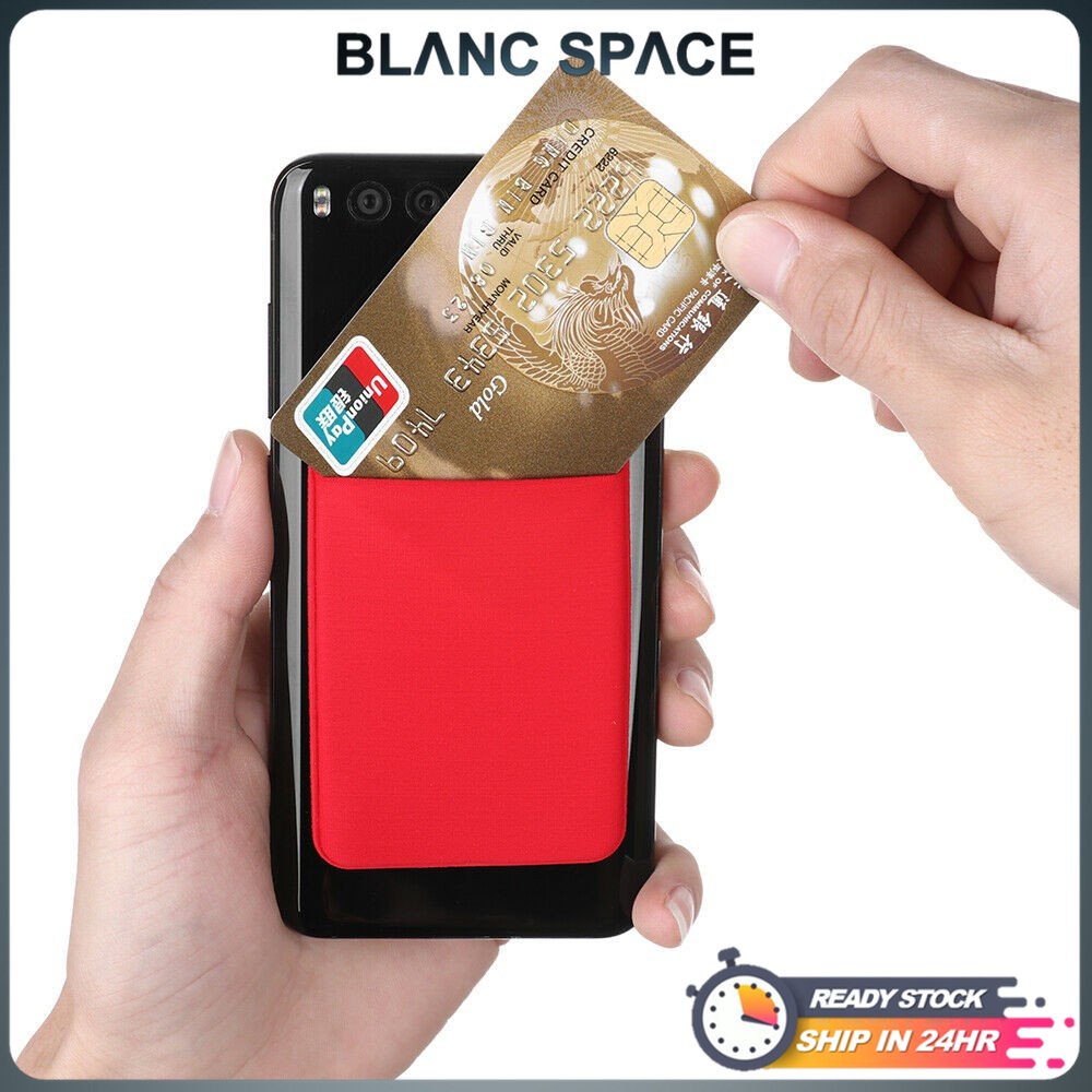 [BS] Elastic Lycra Mobile Phone Wallet Credit ID Card Holder Adhesive ...